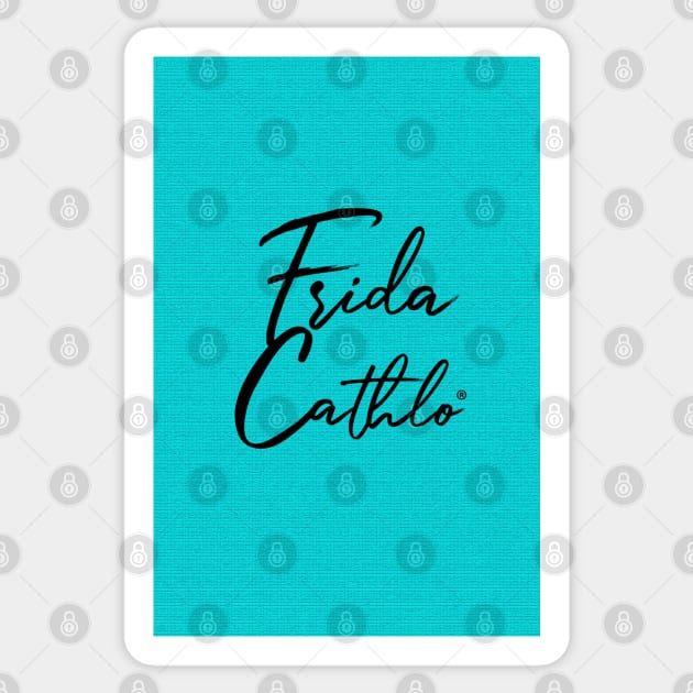 Acqua Text B back Cat Frida Cathlo version of - Frida Kahlo Sticker by CatIsBlack